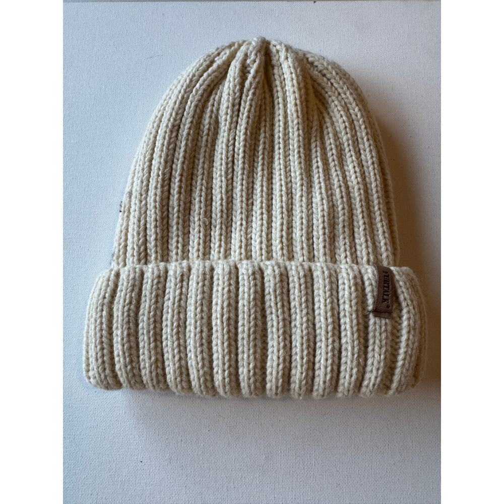FURTALK Cream Ribbed Knit Beanie Hat Winter Acrylic One Size